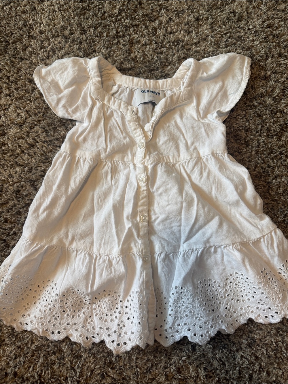 Old Navy White Eyelet Button-Front Girls Top